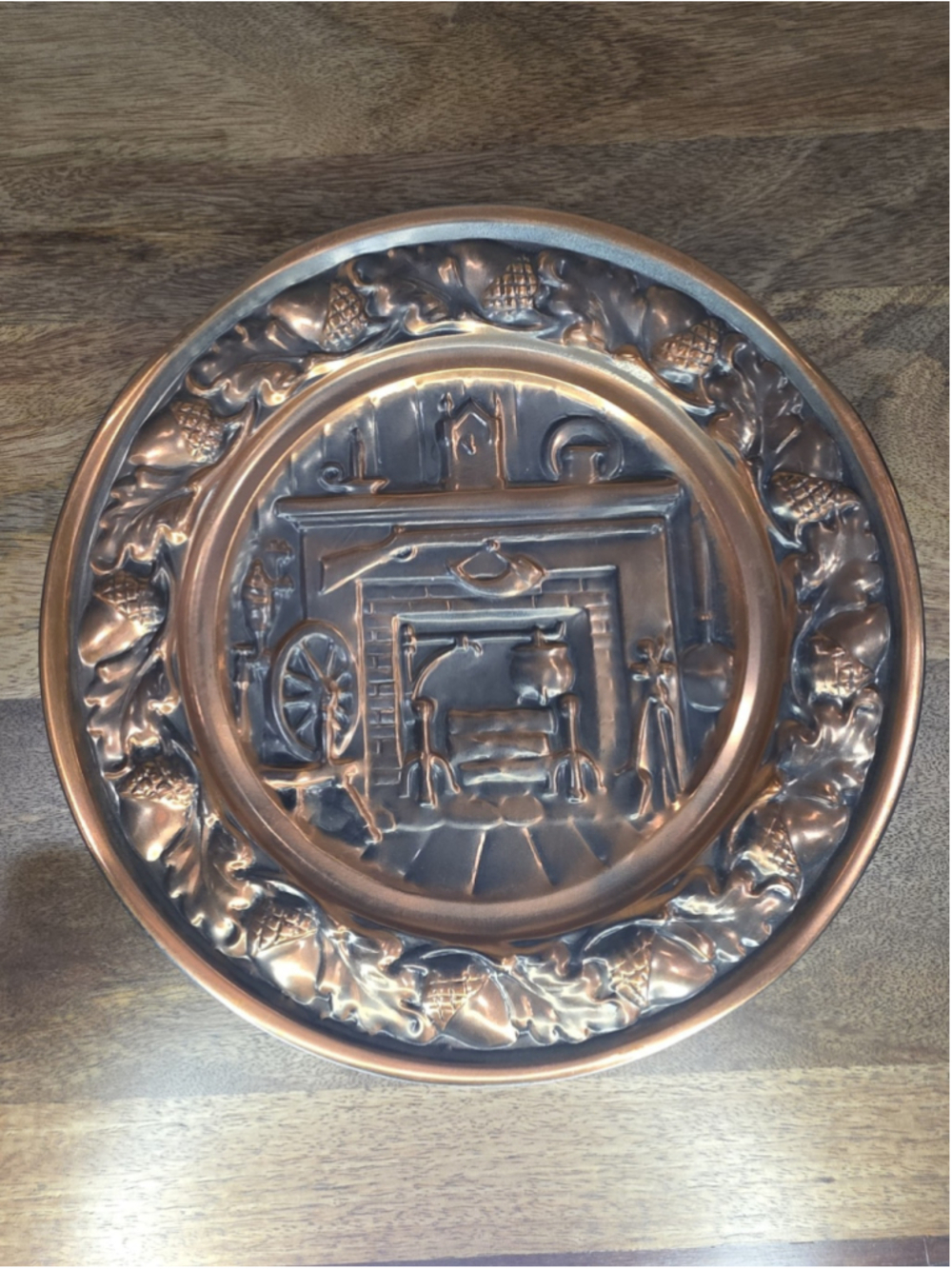 Coppercraft Guild 10-1/2" Plate Wall Hanger Featuring a Colonial Hearth Scene